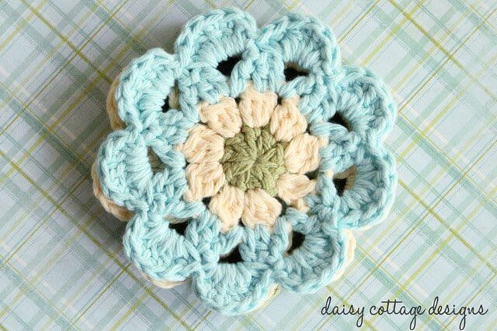 Crochet Coasters Set – Japanese Flower Motif