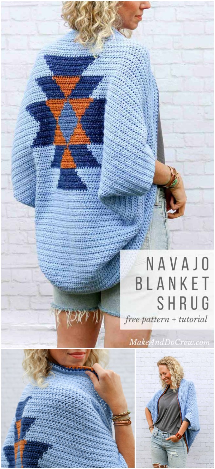 Navajo Blanket Free Crochet Shrug
