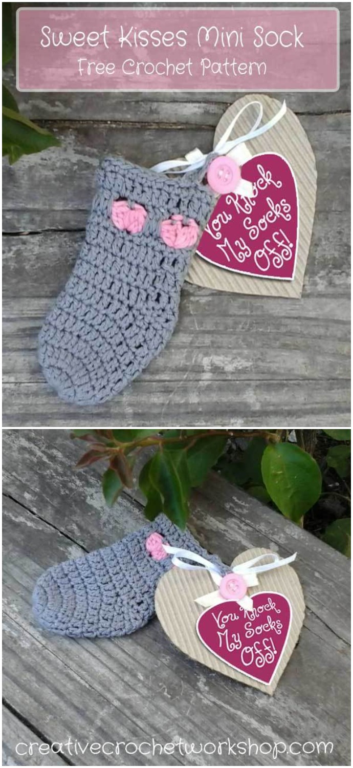 Sweet Kisses Mini Sock Valentine’s Day Gift pattern