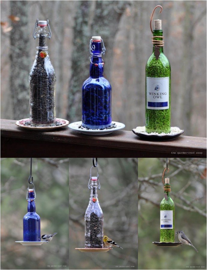 DIY Wine Bottle Bird Feeders