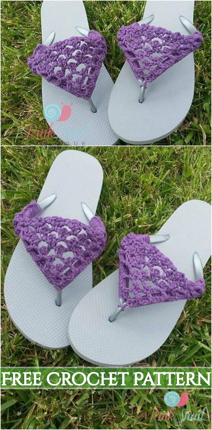 Peekaboo Picot Flip Flops Free Crochet Pattern