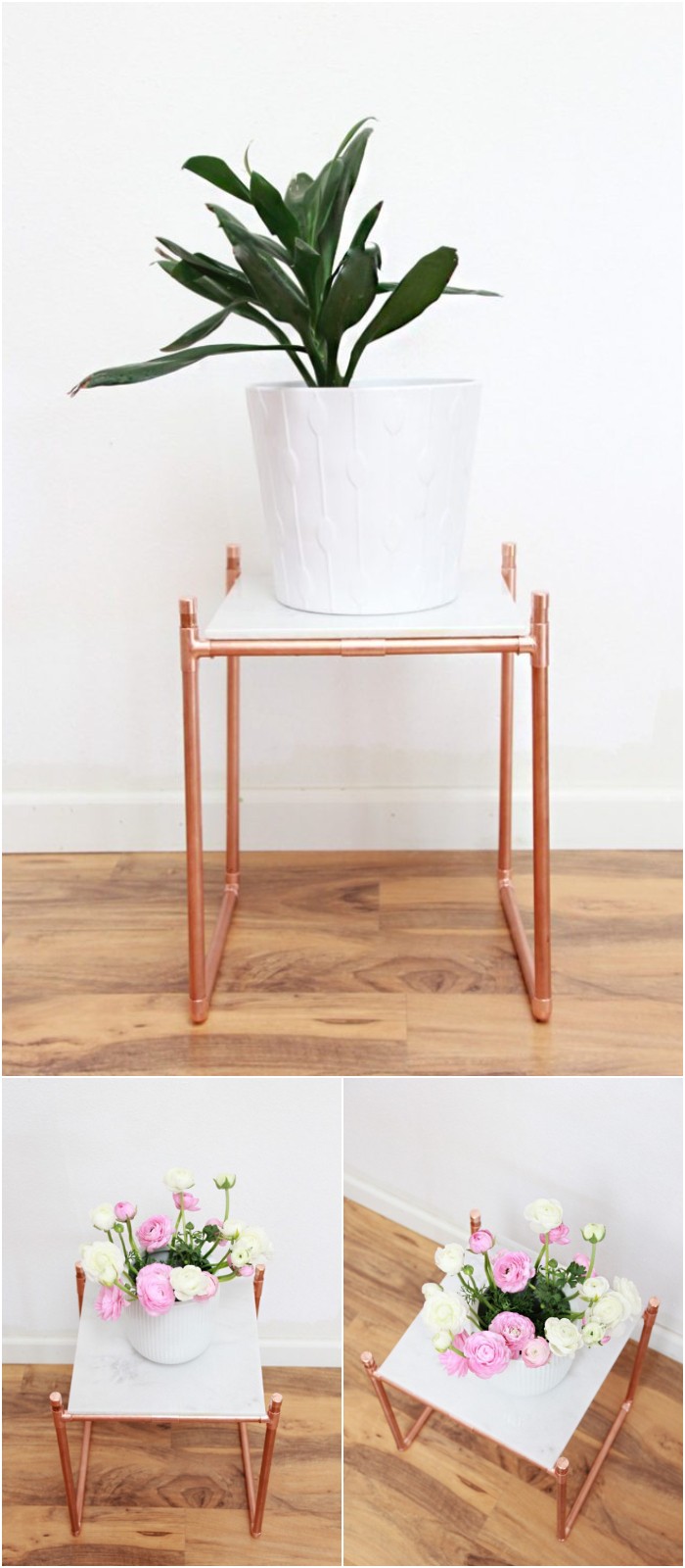 DIY Copper Pipe Marble Plant Stand
