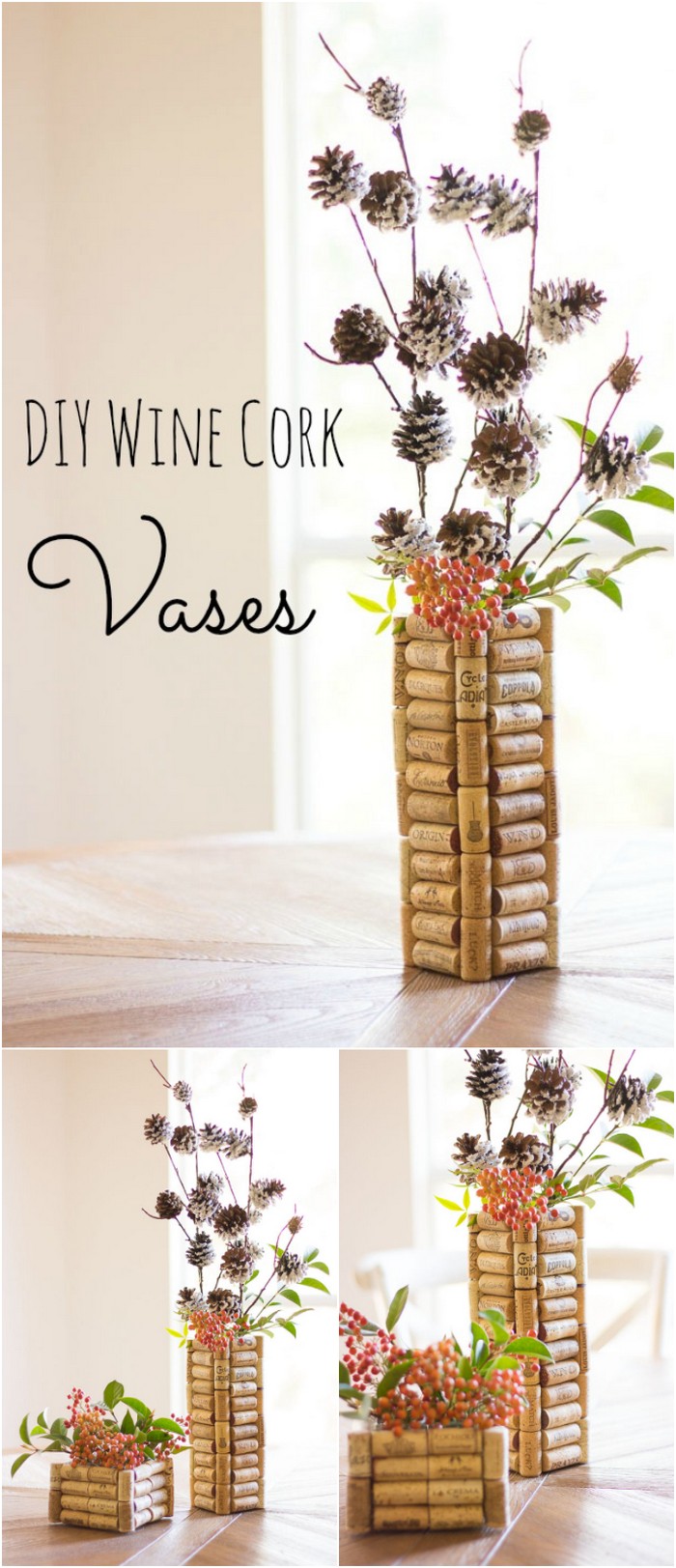 DIY Wine Cork Vases