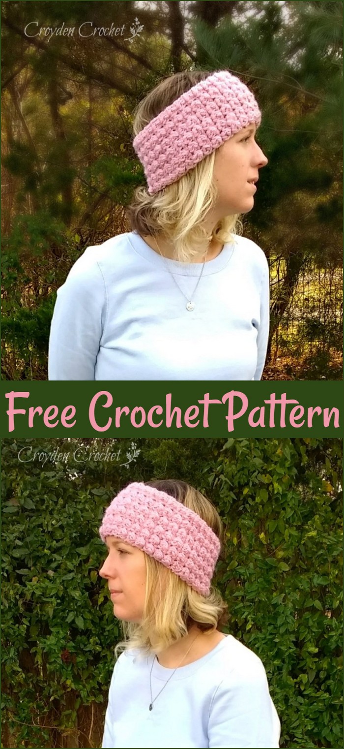 Free Crochet Berry Stitch Ear Warmer