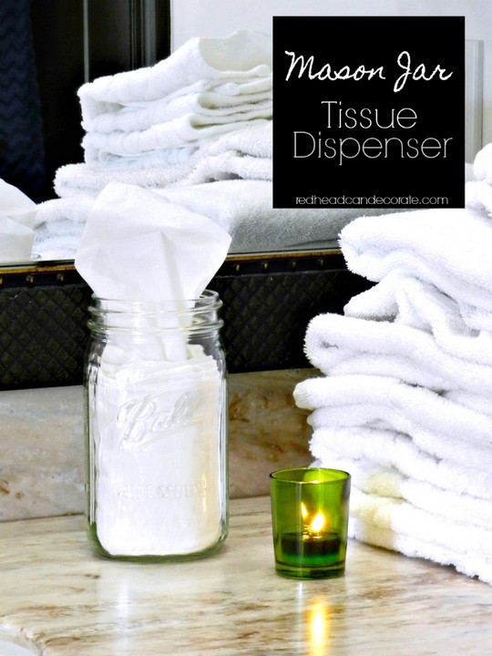 5 Minute DIY Mason Jar Bathroom Tissue Dispenser