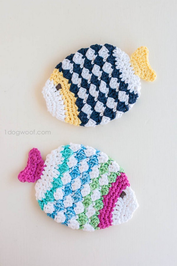 Crochet Fish Scrubbie Washcloths