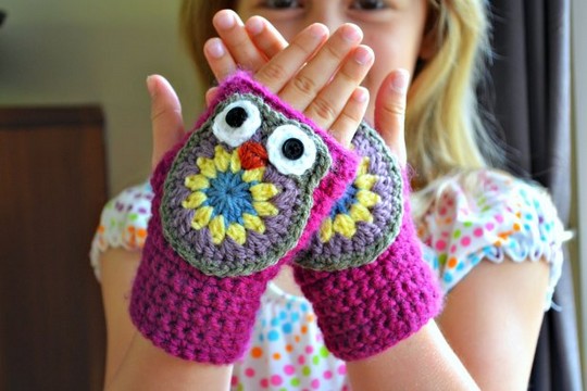 Free Crochet Owl Mittens Winter