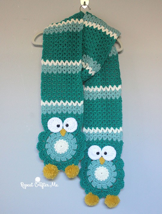 Free Crochet Winter Owl Super Scarf