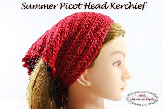 Summer Picot Head Kerchief Free Crochet Pattern
