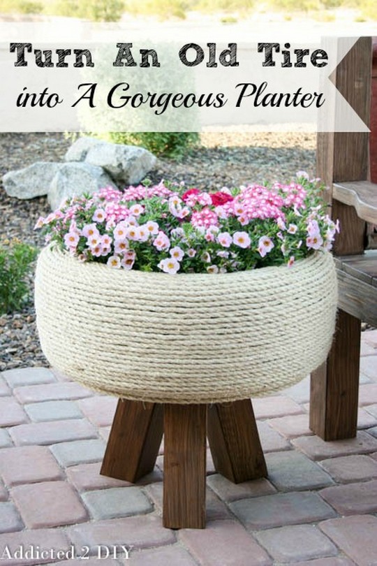 Turn An Old Tire Into A Gorgeous Planter