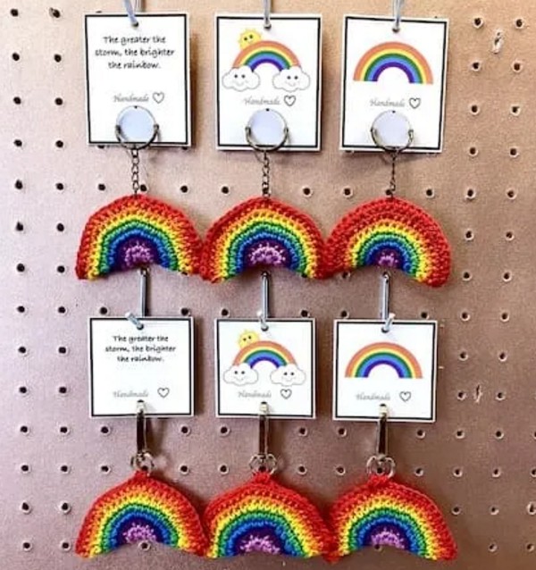 Crochet Rainbow Keyring