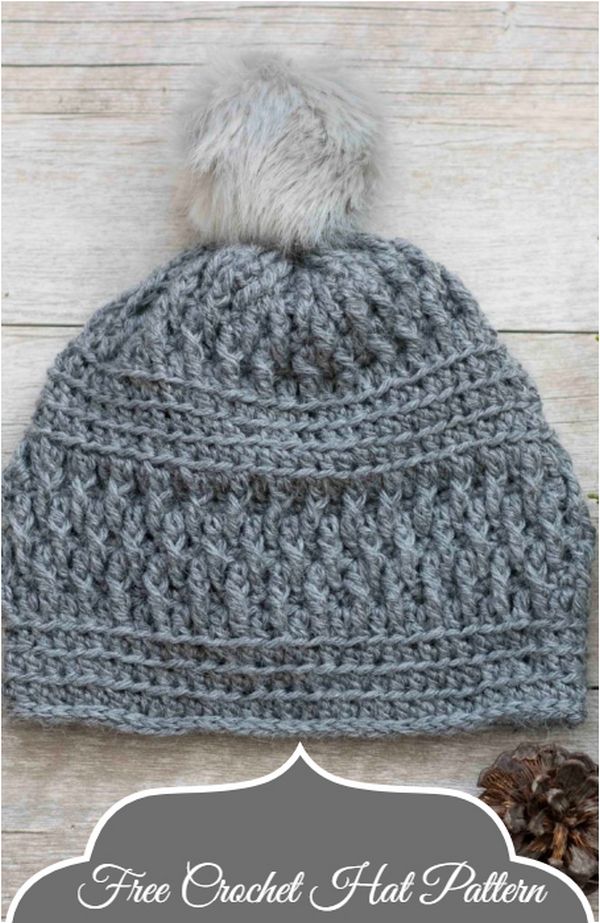 Alpaca Squishy Pom Beanie Crochet Hat Pattern