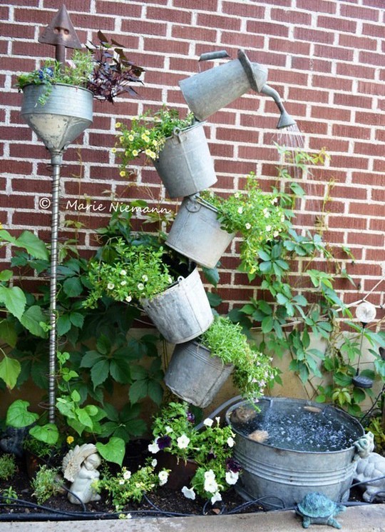 Tipsy Watering Can Fountain