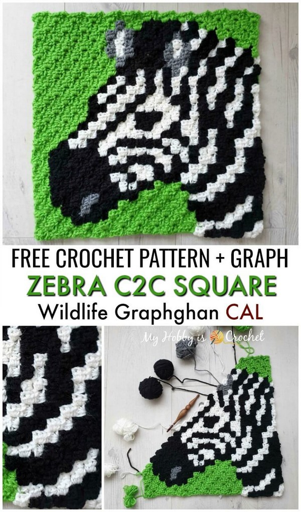 Zebra C2c Square Free Crochet Pattern