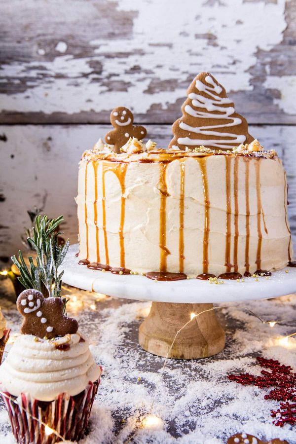 gingerbread cake with caramel cream cheese buttercream