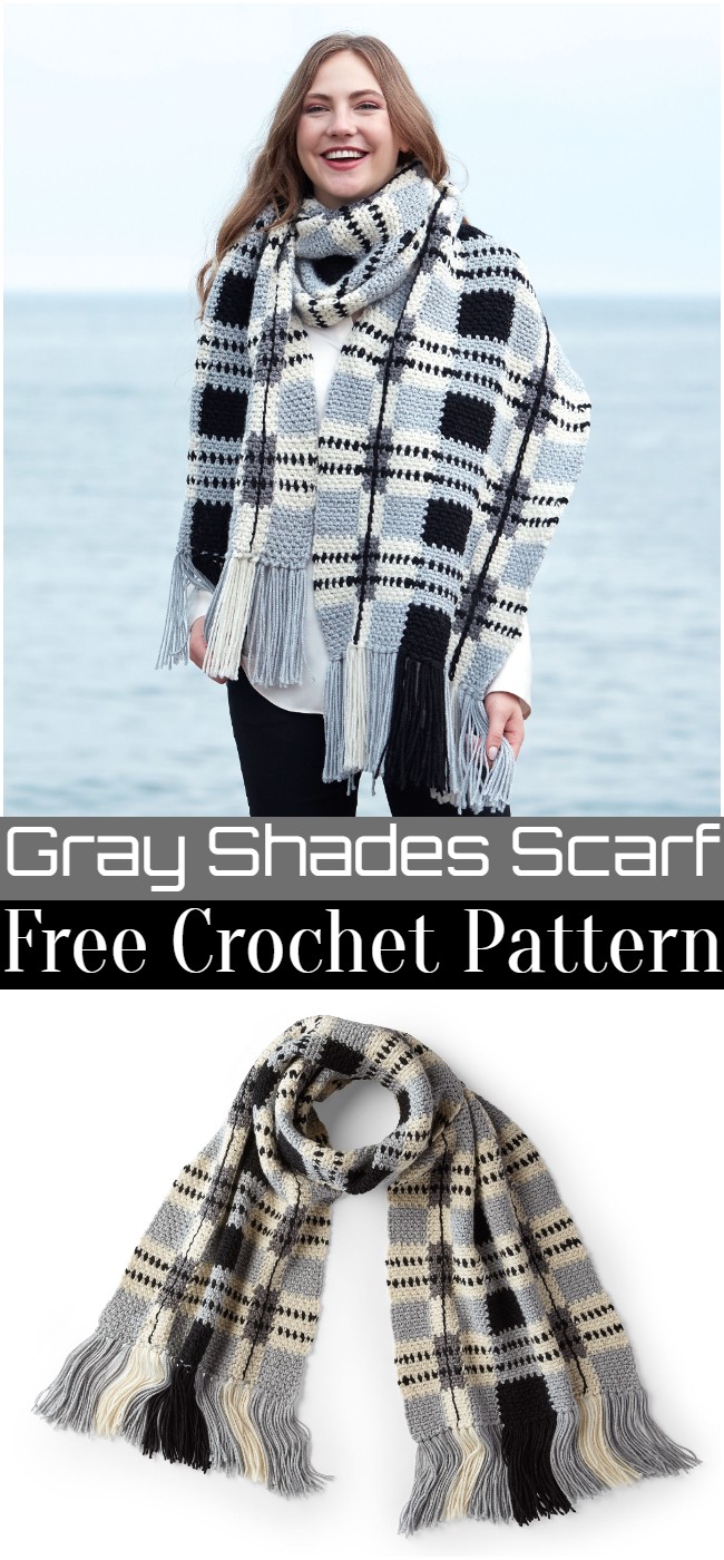 Crochet Gray Shades Scarf Pattern
