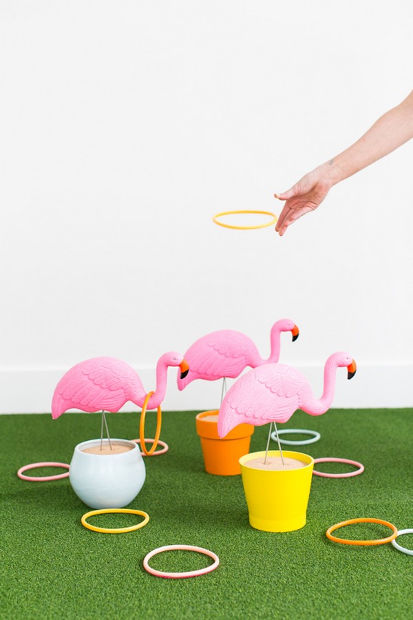 DIY Flamingo Ring Toss Yard Game