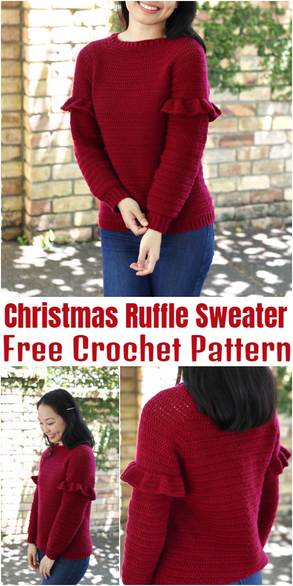 Crochet Christmas Ruffle Sweater