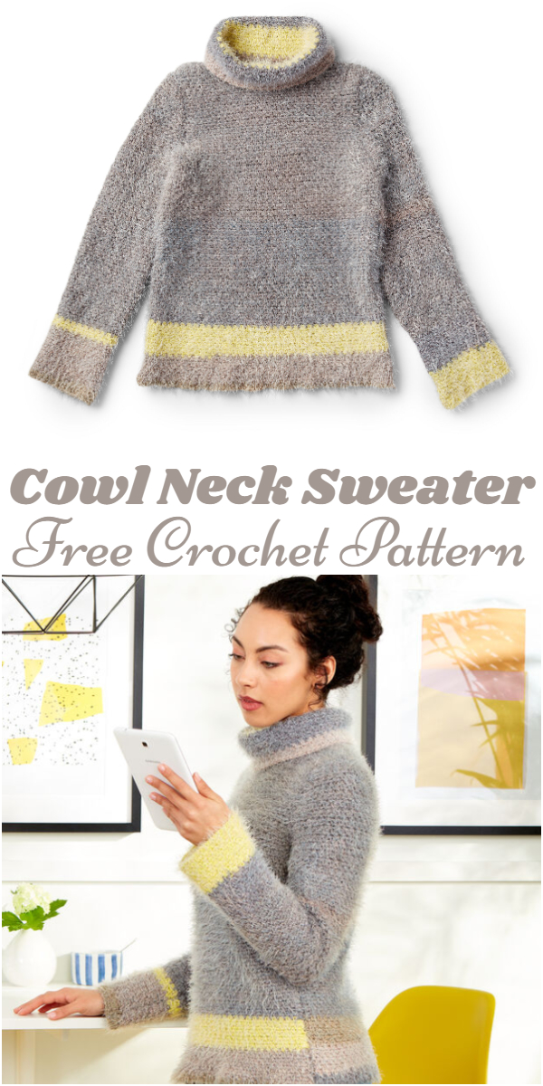Crochet Cowl Neck Sweater