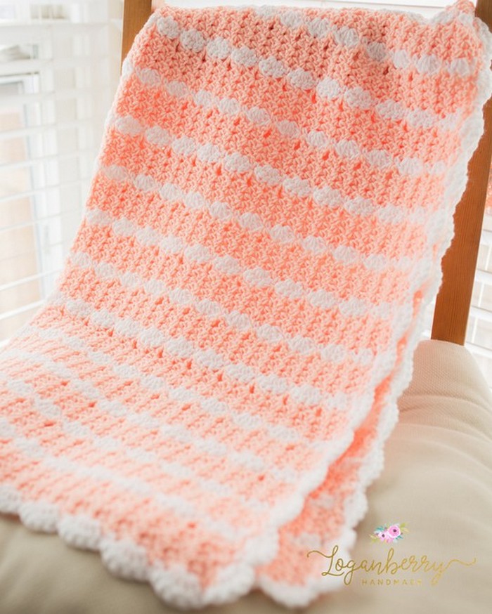 Peaches & Cream Baby Blanket Free Crochet Pattern