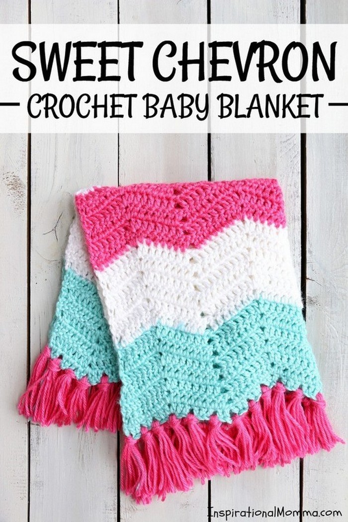 Sweet Chevron Pattern Crochet Baby Blanket