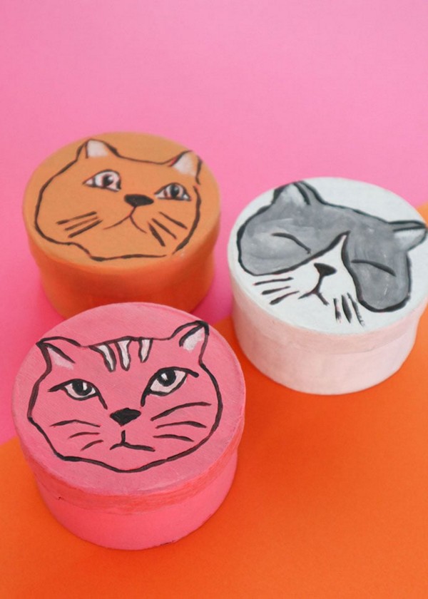 Hand-Painted Cat Gift Boxes