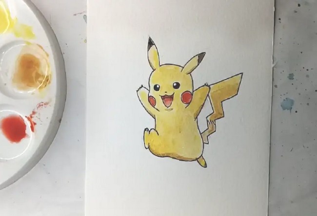 How To Draw Pikachu And Paint It With Watercolor