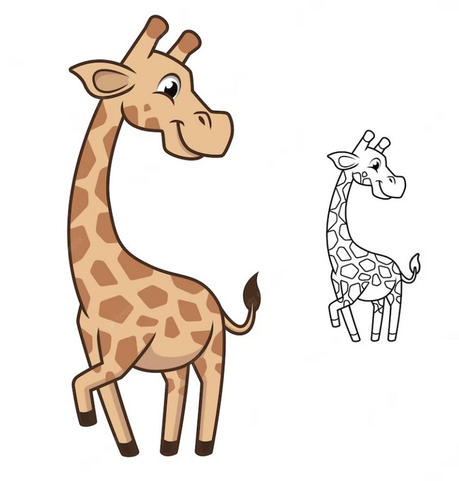 Cute Happy Baby Giraffe Drawing