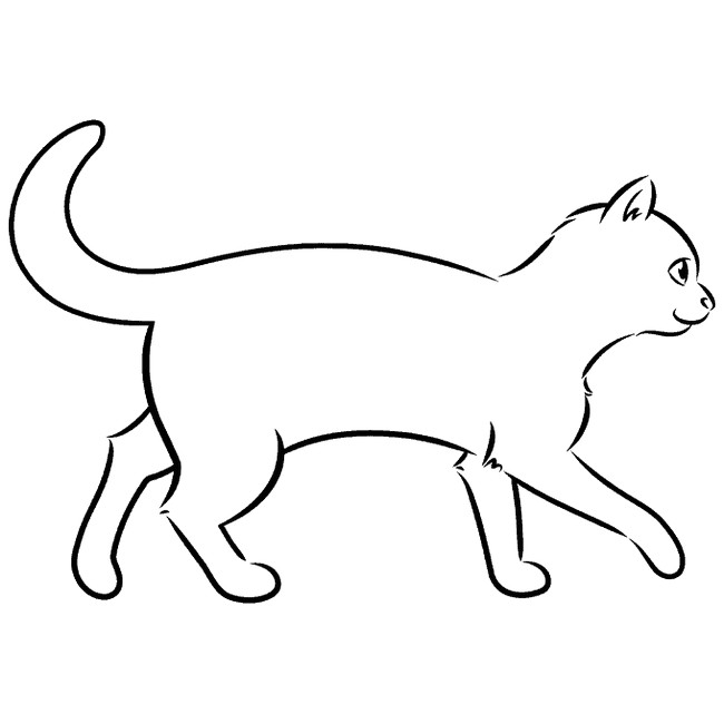 How To Draw A Walking Cat Outline