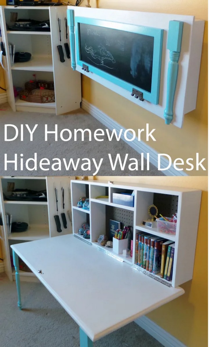 DIY Kids Homework Hideaway Wall Desk