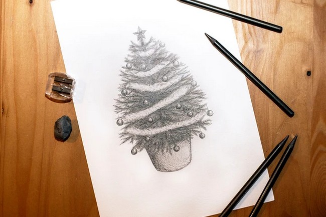 How To Draw A Christmas Tree Step By Step