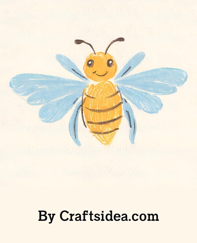 Bee With Sky Blue Wings Drawing