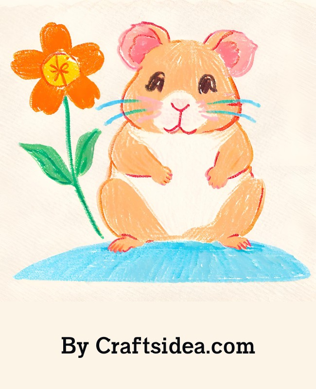 Hamster With Flower Drawing