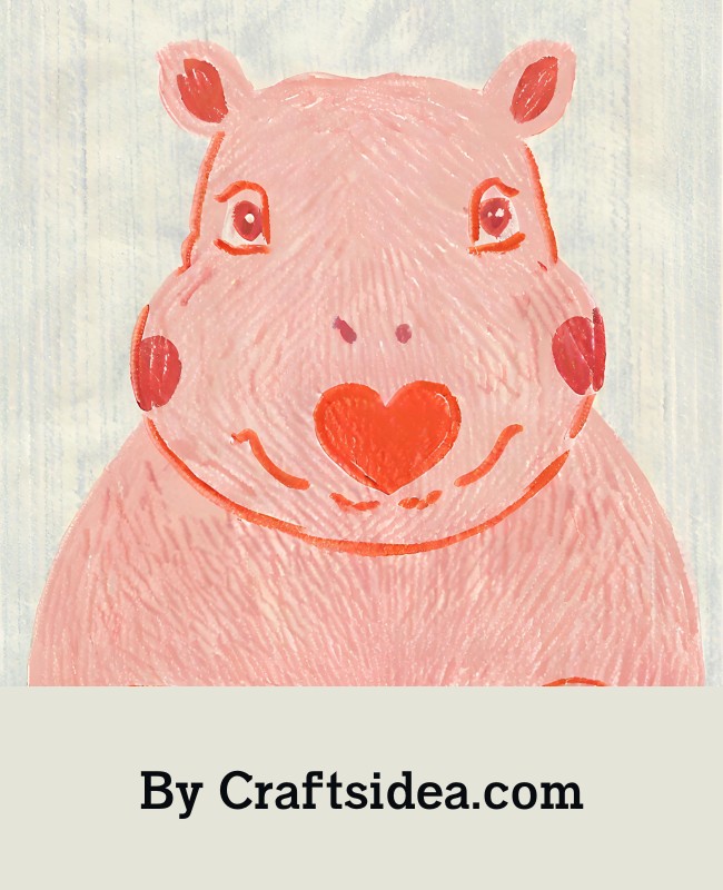 Hippo WIth Heart Eyes Drawing