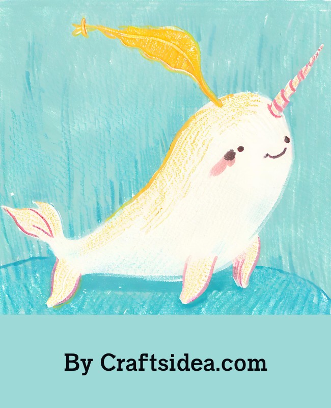 Narwhal With Yellow Horn Drawing