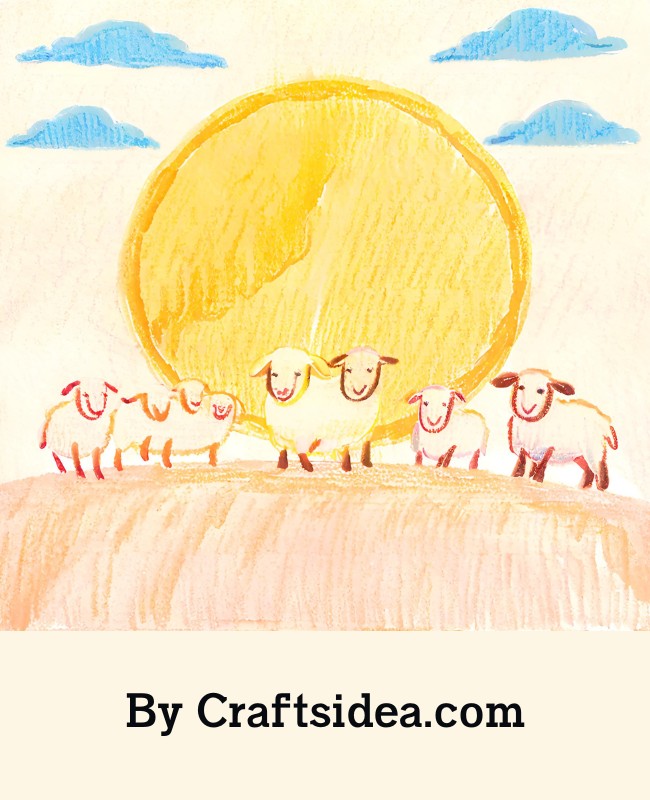 Sun Behind Sheep Drawing